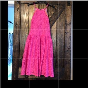 Bright pink lace dress